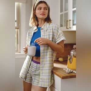 Anthropologie Short-Sleeve Cotton Pyjama Top